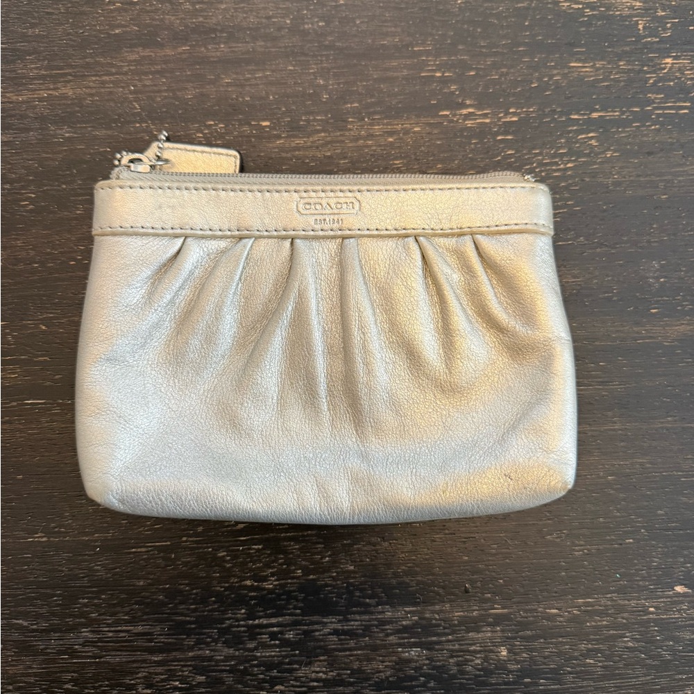 Coach Champagne Leather Cosmetic Bag